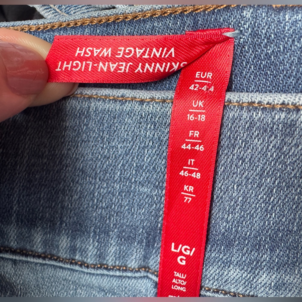 SPANX Skinny Jean Legging Light Vintage Wash High-Rise Elastic Waist Large TALL - Picture 8 of 8